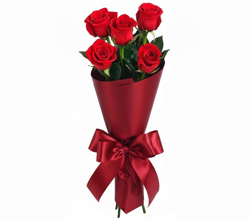 Букет 5 Красных роз Эдлесс Лав в Пригородном