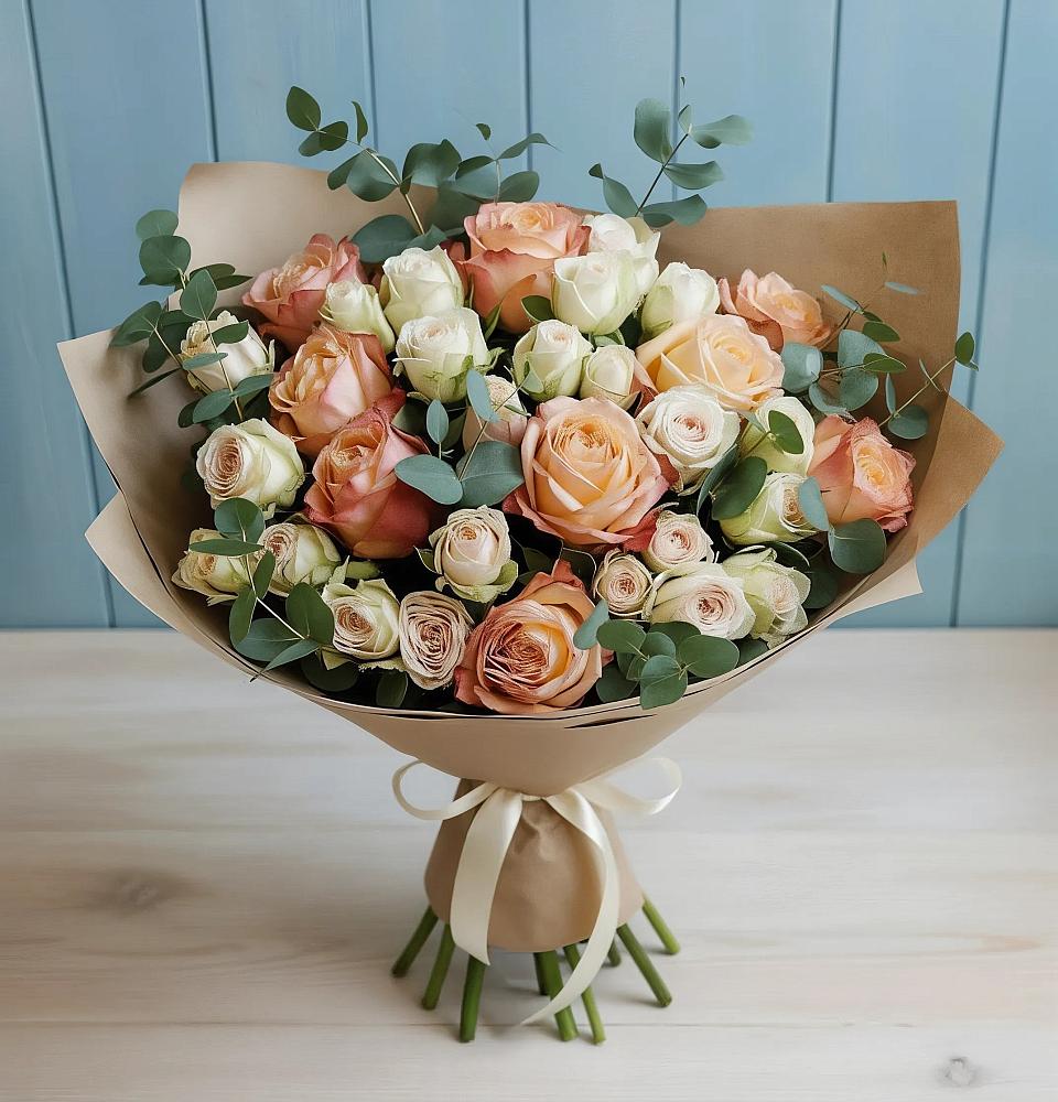 Букет цветов из: Альстромерии и Розы в Пригородном