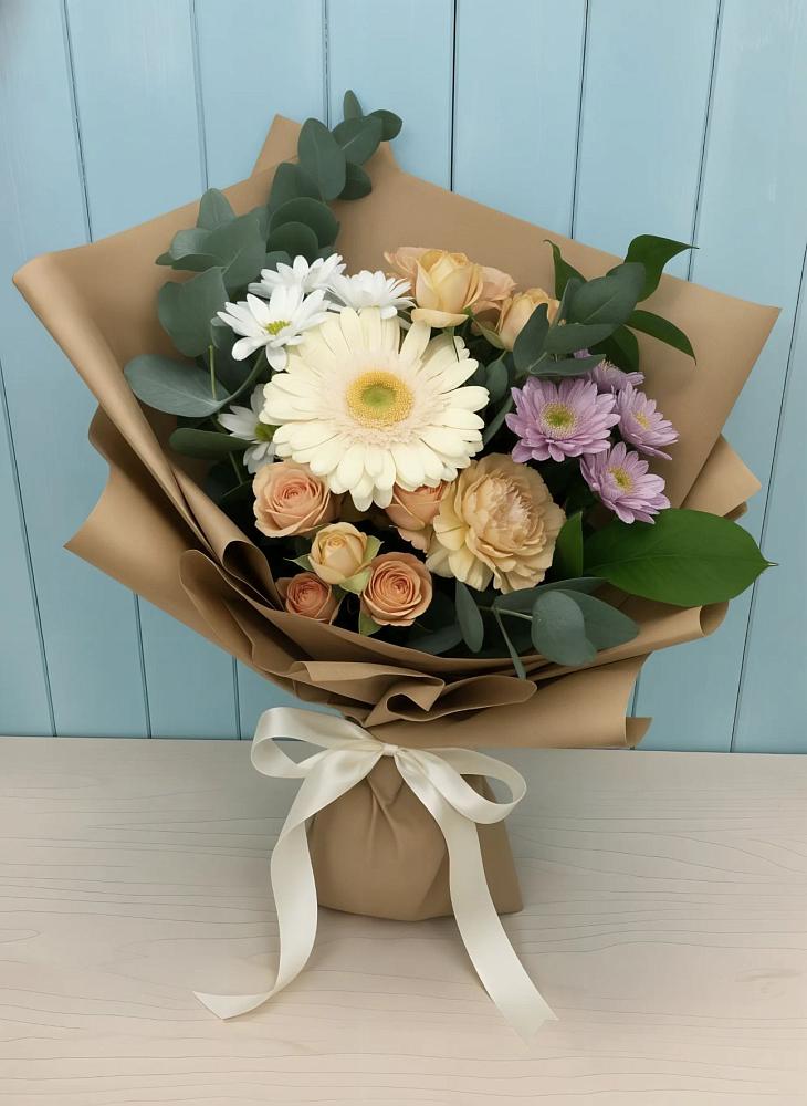 Букет цветов из: Герберы и Хризантемы в Пригородном