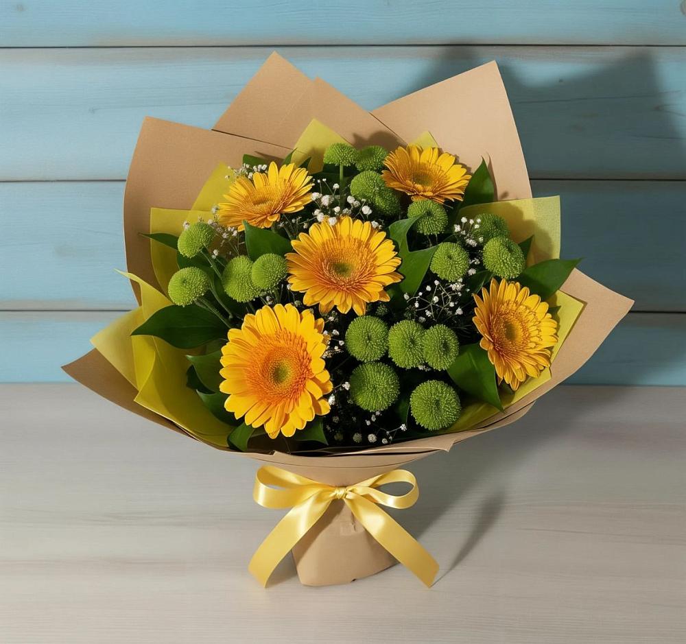 Букет цветов из: Герберы и Хризантемы в Пригородном