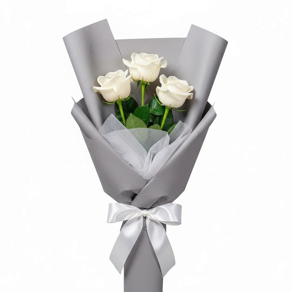 Букет 3 белые розы в Пригородном