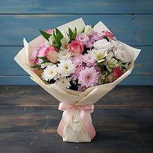 Букет цветов из:  Хризантемы, Альстромерии и Розы в Пригородном