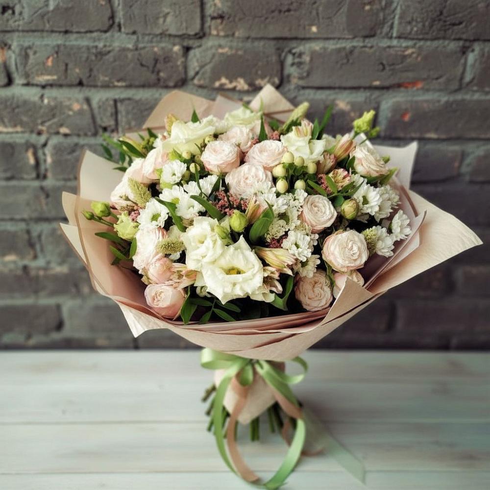Букет цветов из: Альстромерии, Розы и Хризантемы в Пригородном
