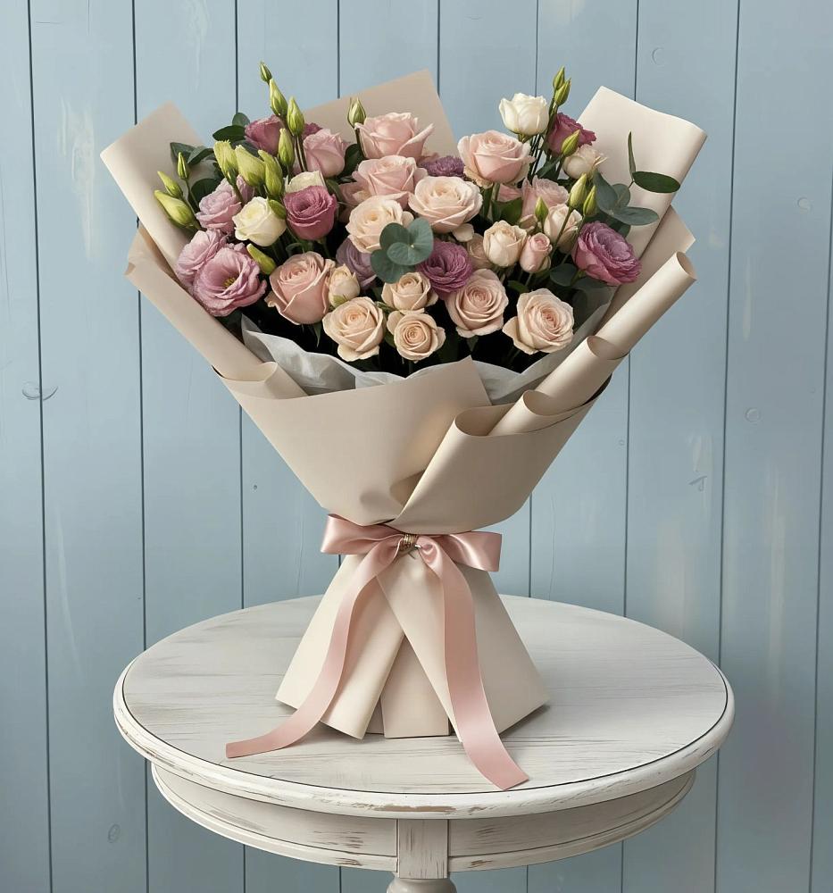 Букет цветов из: Розы и Лизиантусы в Пригородном