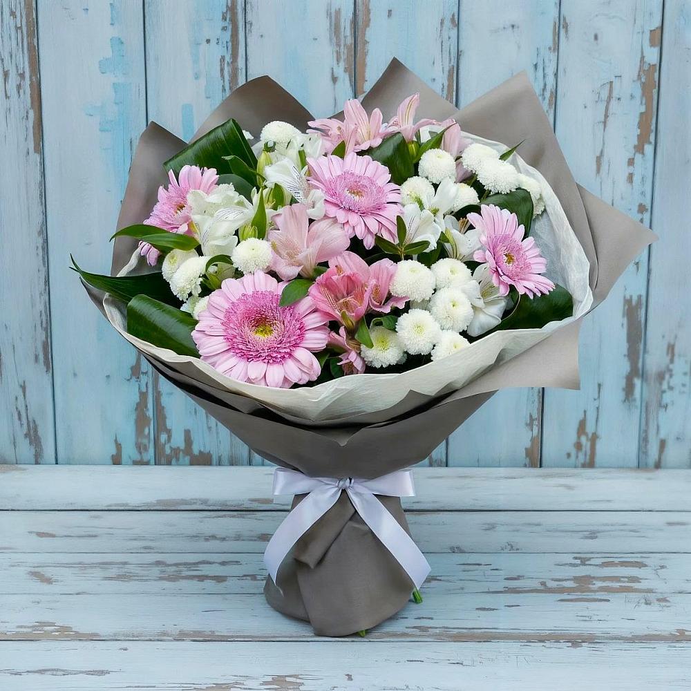 Букет цветов из: Герберы, Альстромерии и Хризантемы в Пригородном