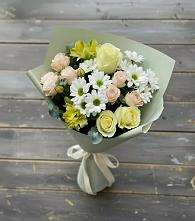 Букет цветов из:  Альстромерии, Розы и Хризантемы в Пригородном